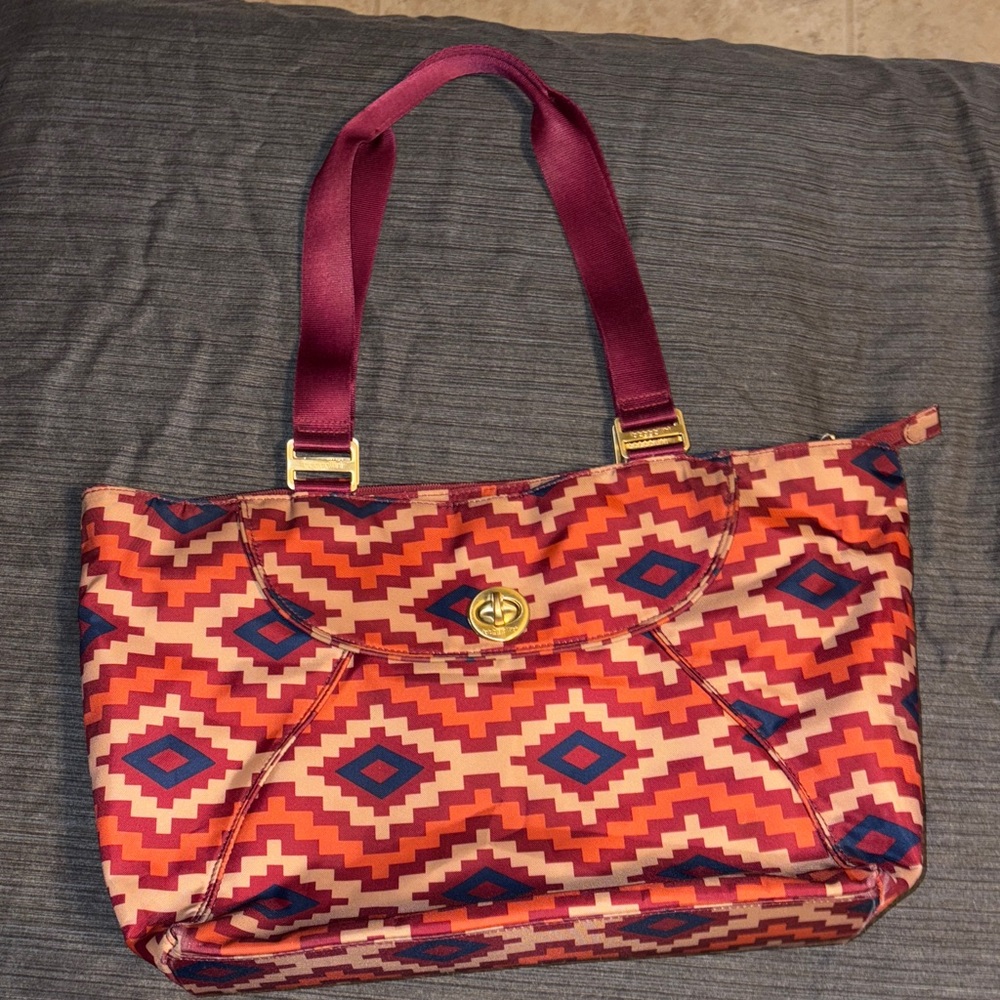 Baggallini Alberta Travel Tote Gold Hardware, Aztec Print In Berry